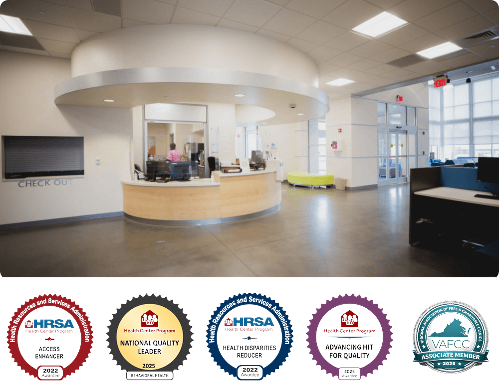 CAN reception area and badges and awards